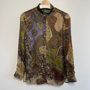 Schneiders Salzburg Landart Print Blouse Womens Shirt Size 8 Paisley